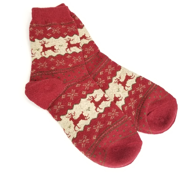 🍁3/$25 5 Pr Holiday Reindeer Socks - Picture 3 of 8